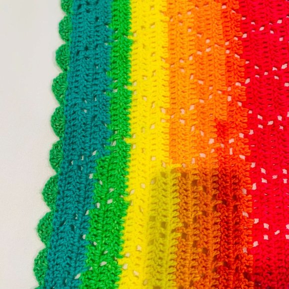 Handmade Baby Colorful Rainbow Crochet Afghan Blanket 34 x 28 - Picture 7 of 10